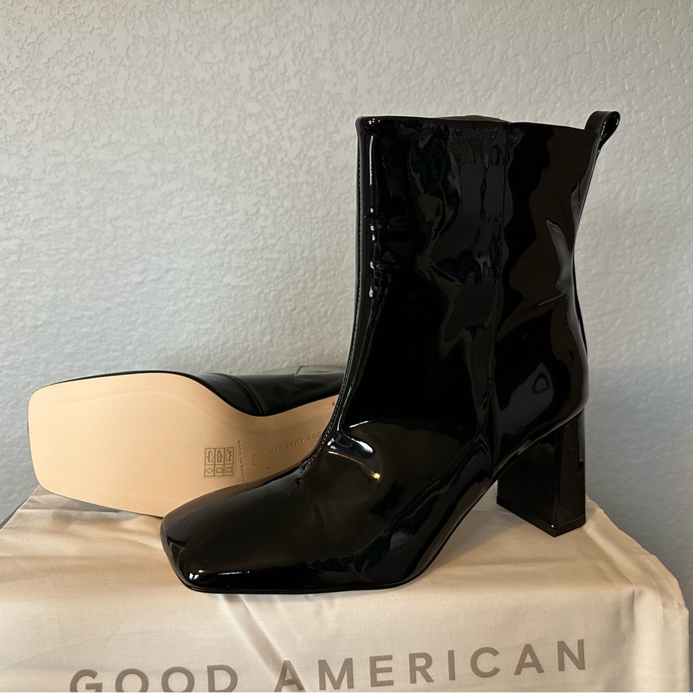 Good American Patent Leather Ankle Booties size 8.5